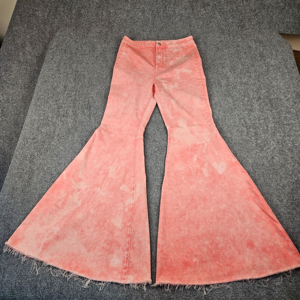 We The Free Free People Just Float On Flare Jeans Pink Acid Wash 29 Bell Bottom